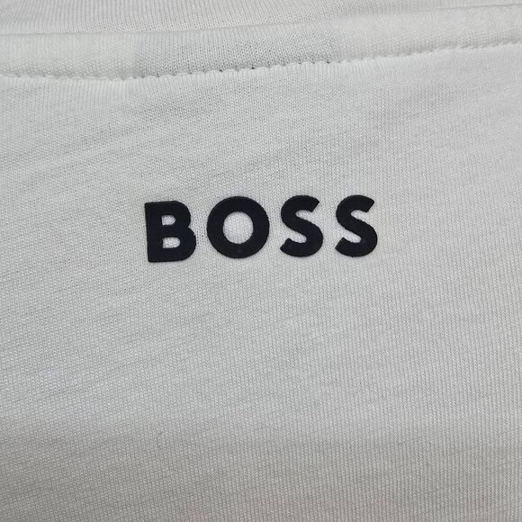 BOSS Hugo Boss Tee 1 T-shirt White Artwork Logo Graphic Size L Crewneck - Picture 8 of 15